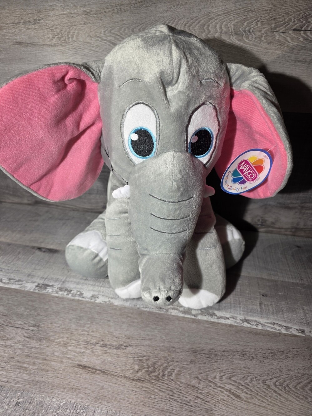 Nanco Elephant Plush 16” Big Blue Eyes Stuffed Animal NEW b267